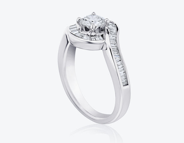 Twist Engagement Ring with Baguettes