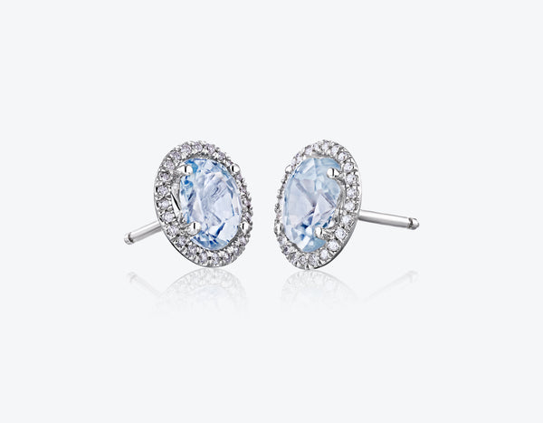 Shapphire Halo Earrings