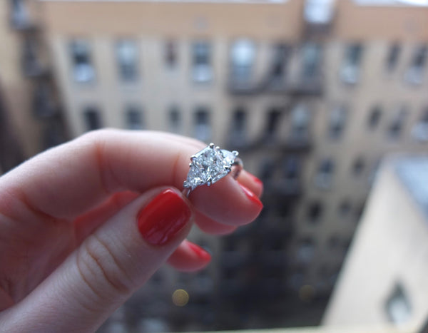 Radiant Diamond with Trillion side stones